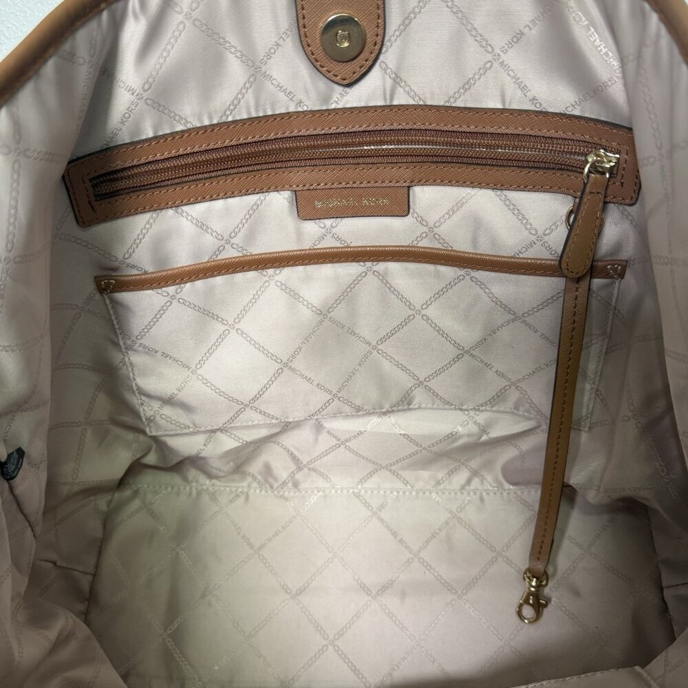 Michael Kors Eva Large Nylon Leather Tote Wh Match Pouch Army Green Timeless - Picture 9 of 16